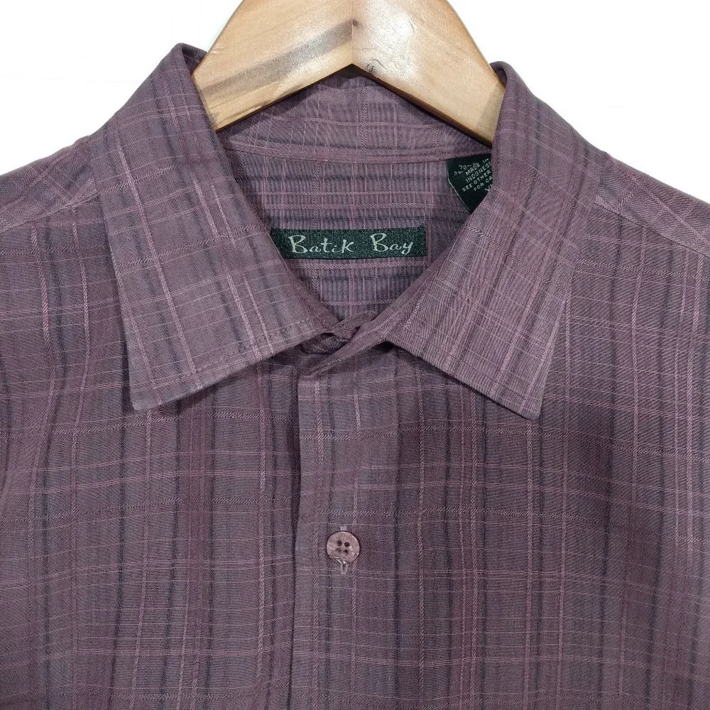 Batik Bay burgundy men's long sleeve button shirt XL - Picture 3 of 9